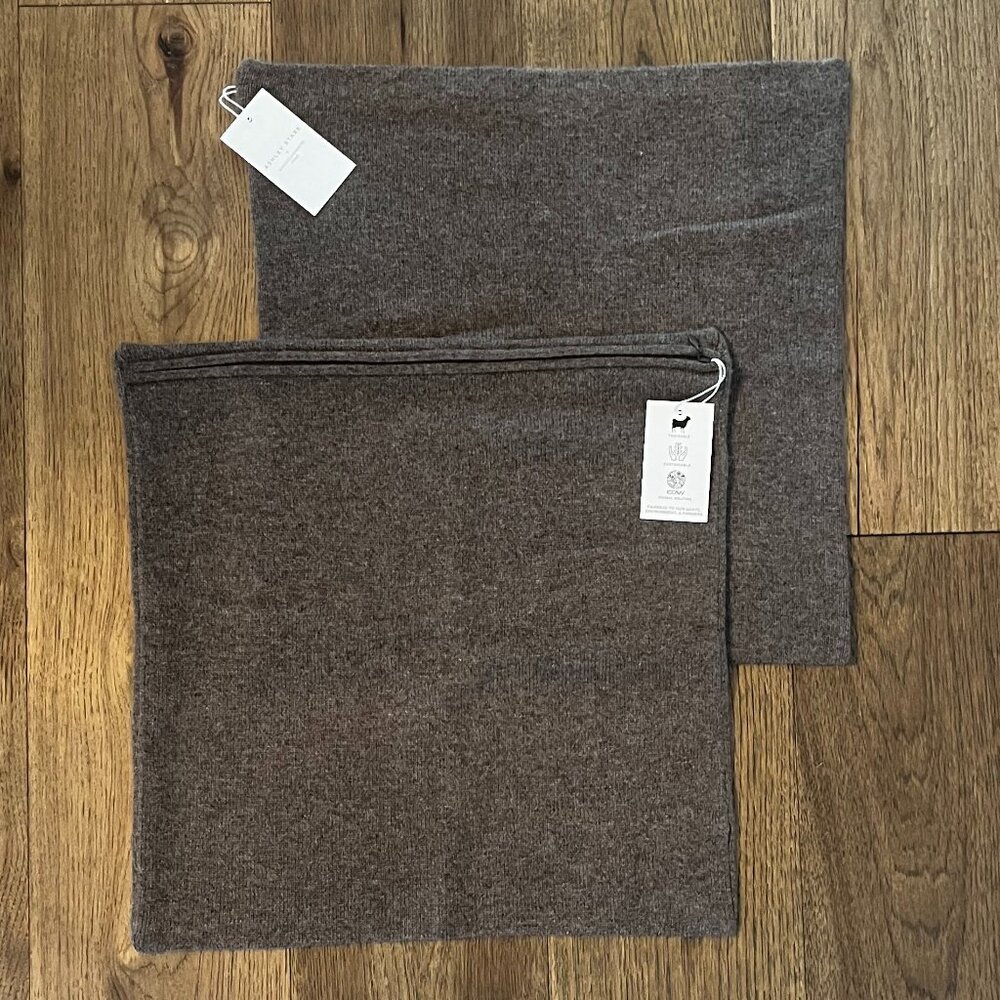 Naked Cashmere x Ashley Stark Mink Brown Cashmere Pillow Covers - 2